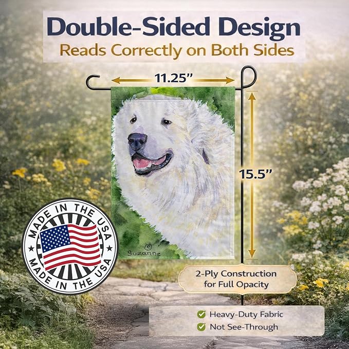 Caroline's Treasures SS8981GF Great Pyrenees Garden Flag Mailbox Flag Decorative Yard Flag Banner Outside Patio Artwork Yard Flower Beds, Garden Size, Multicolor