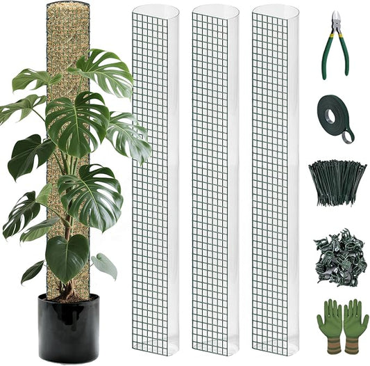 Metal Moss Poles for Climbing Plants, D-Shape Sphagnum Moss Pole Monstera Plant Support for Climbing Plants, DIY Plant Stakes Work with Sphagnum Moss (12ft D-Shaped Clear)