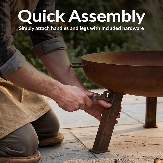 Sunnydaze Cast Iron Heavy Duty Fire Pit for Outside - Wood Burning Outdoor Fire Pit Bowl with Handles for Patio, Backyard, Camping - 24" - Rust