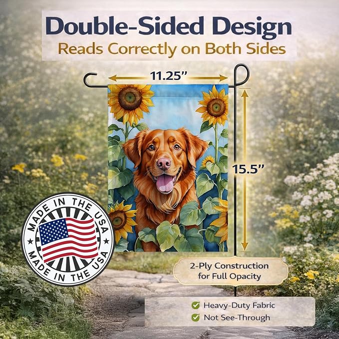 Caroline's Treasures DAC6128GF Nova Scotia Duck Toller in Sunflowers Garden Flag Mailbox Flag Decorative Yard Flag Banner Outside Patio Artwork Yard Flower Beds, Garden Size, Multicolor