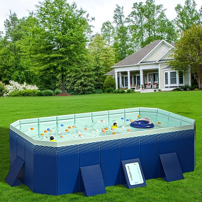 Foldable Portable Kiddie Pool for Kids and Adults - Collapsible Inflatable-Free Large Pool, Patio 1 Set
