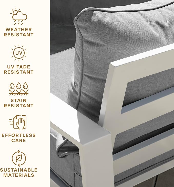 Honeycomb Outdoor Heritage Deep Seat, 24 x 23, Textured Solid Platinum Grey Chair Cushion with Removable Cover, for Patio Furniture