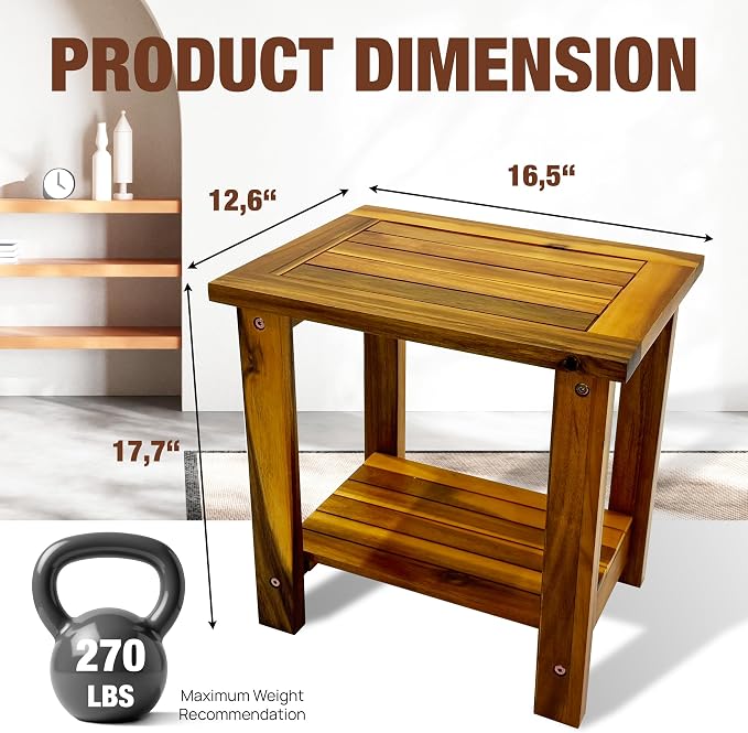 Side Table, Golden Teak Finish