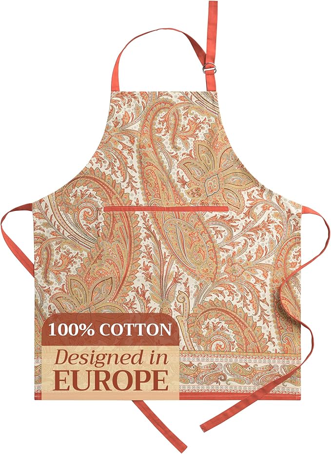 Maison d' Hermine Aprons for women with Pocket 100% Cotton (27.50"x31.50") | Adjustable Neck Strap & long ties Apron Men Chef Wedding Cooking Gardening Server Maid