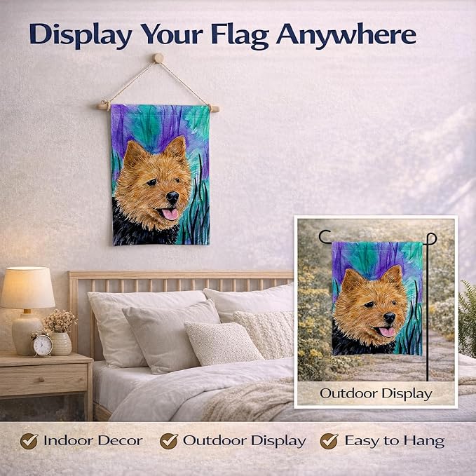 Caroline's Treasures SS8431GF Norwich Terrier Garden Flag Mailbox Flag Decorative Yard Flag Banner Outside Patio Artwork Yard Flower Beds, Garden Size, Multicolor