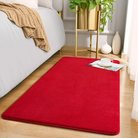 Amearea Modern Washable Runner Rugs, 2x4 Feet Red Bedroom Runner Rug | Small Area Rugs for Bedroom Living Room, Non Slip Memory Foam Rug for Hallway Entryway Kids Boys Girls Room Laundry Room
