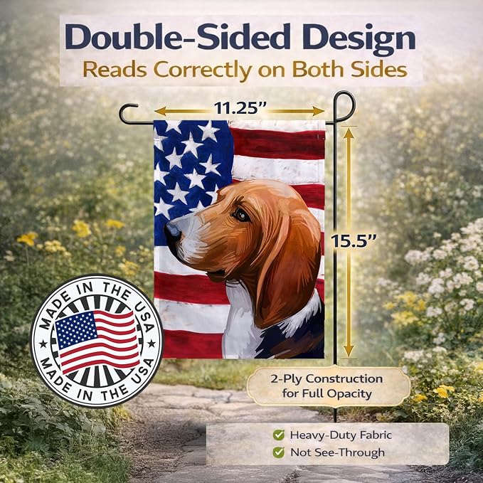 Caroline's Treasures CK6746GF Treeing Walker Coonhound American Flag Garden Flag Mailbox Flag Decorative Yard Flag Banner Outside Patio Artwork Yard Flower Beds, Garden Size, Multicolor