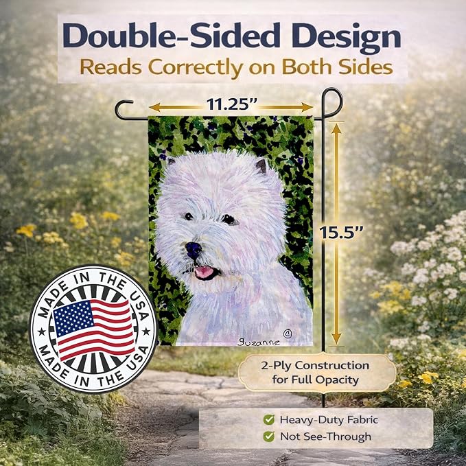 Caroline's Treasures SS8818GF Westie Garden Flag Mailbox Flag Decorative Yard Flag Banner Outside Patio Artwork Yard Flower Beds, Garden Size, Multicolor