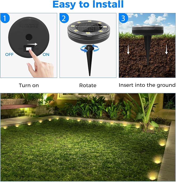 Peasur Mini Solar Ground Lights, 24 Pack Flat Solar Disc Lights Outdoor Waterproof, 2.3 Inch Small Solar Garden Lights Landscape Lighting for Outside Pathway Garden Yard Lawn Walkway,Warm White