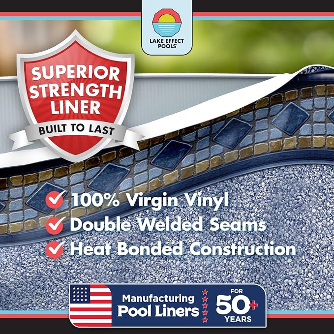Lake Effect Pools 'Cozumel' 30 ft Round Above Ground Swimming Pool | 52 Inch Resin Protected Steel Sided Walls | Bundle Includes: 25 Gauge Overlap Liner & Widemouth Skimmer