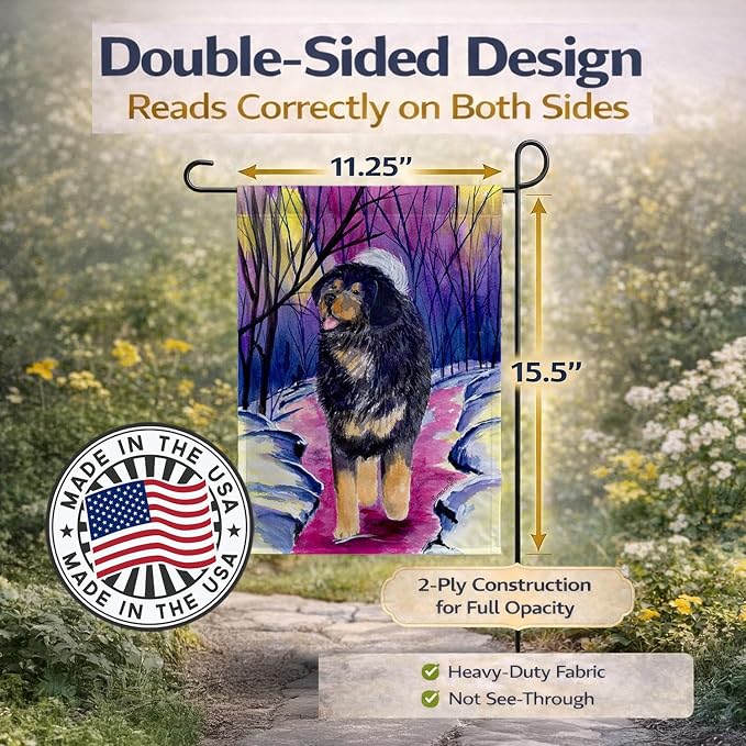 Caroline's Treasures SS1021GF Tibetan Mastiff Garden Flag Mailbox Flag Decorative Yard Flag Banner Outside Patio Artwork Yard Flower Beds, Garden Size, Multicolor