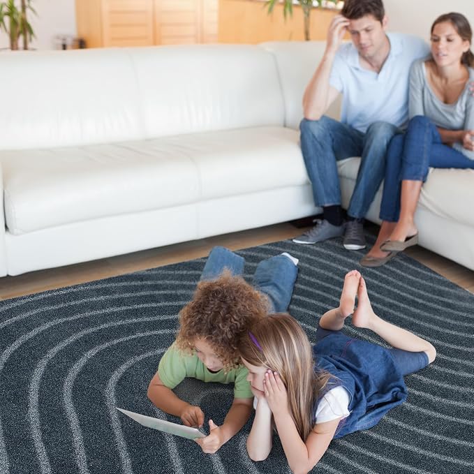 LUXE WEAVERS Modern Geometric Wave Blue 8x10 Area Rug