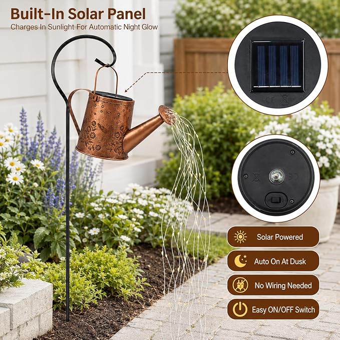 Solar Watering Can Light, Solar Powered Hanging Lantern Landscape Lights, Decorative Garden for Yard Waterproof Garden Decor, Gifts for Mom, Grandma（Hummingbird）