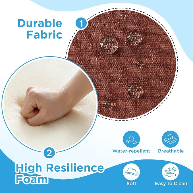 17 x 16 Inch Outdoor Chair Cushions with Tie Straps, Set of 4 Thick Water Repellent Round Patio Chair Pads for Garden Lawn Patio Furniture, Terra Cotta