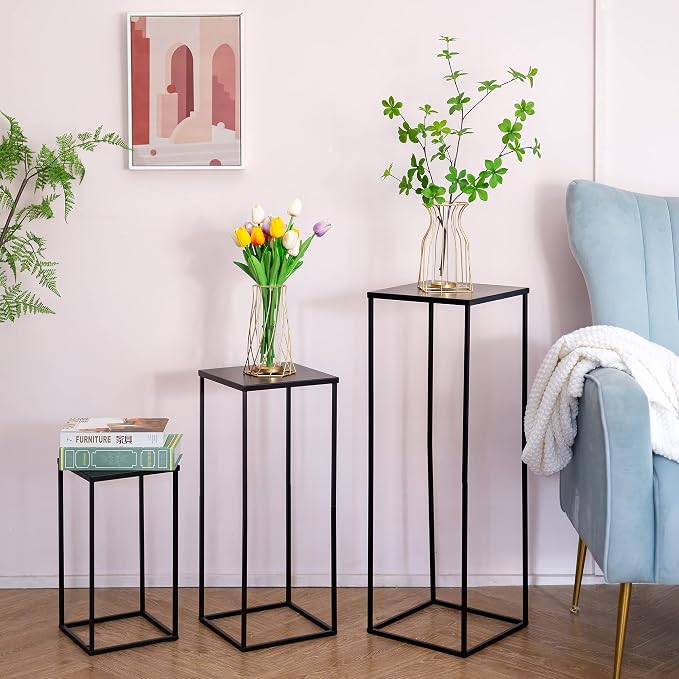 Black Plant Stand Pedestal Stand - 10 Pcs Metal Plant Stand, 31.5in Tall Flower Stand Vase Flower Holder, Wedding Centerpieces for Tables, Corner Planter Pot Rack for Living Rooms, Home, Patio Decor