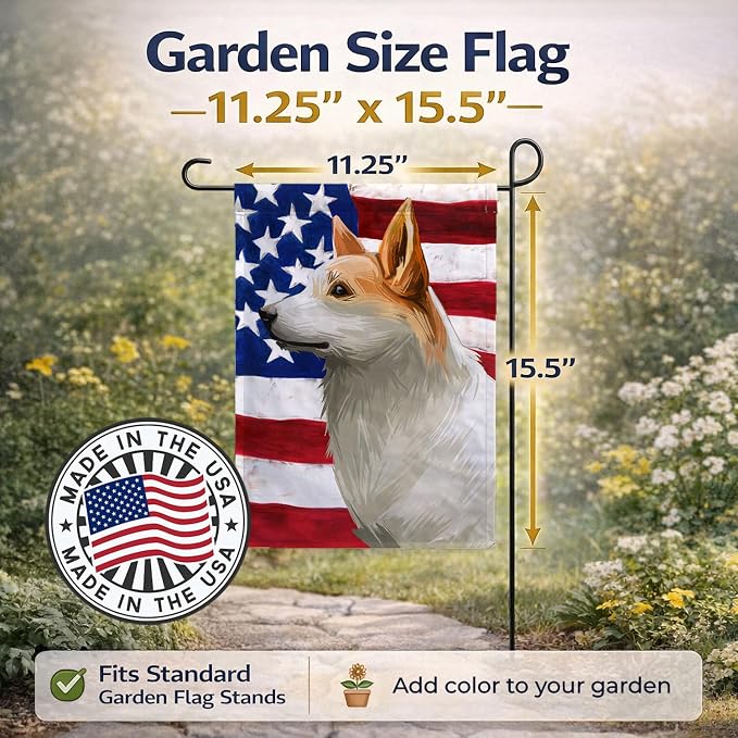 Caroline's Treasures CK6628GF Norrbottenspets Dog American Flag Garden Flag Mailbox Flag Decorative Yard Flag Banner Outside Patio Artwork Yard Flower Beds, Garden Size, Multicolor