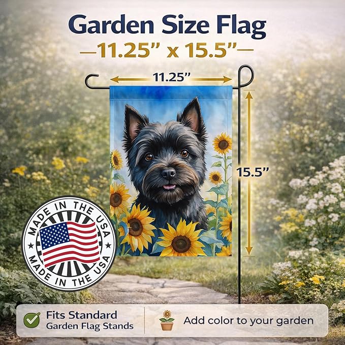 Caroline's Treasures DAC6043GF Cairn Terrier in Sunflowers Garden Flag Mailbox Flag Decorative Yard Flag Banner Outside Patio Artwork Yard Flower Beds, Garden Size, Multicolor