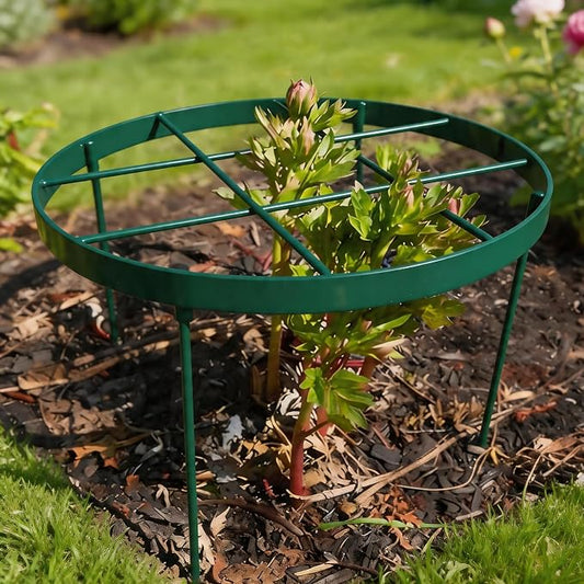 Peony Cage Outdoor Support - Durable Metal Garden Brace for Tall Plants, 18.9" Top, 23.6" Long Round Flower Rings, Easy Assembly, Perfect for Dahlias & Climbing Plants - Ideal Gardening Gift