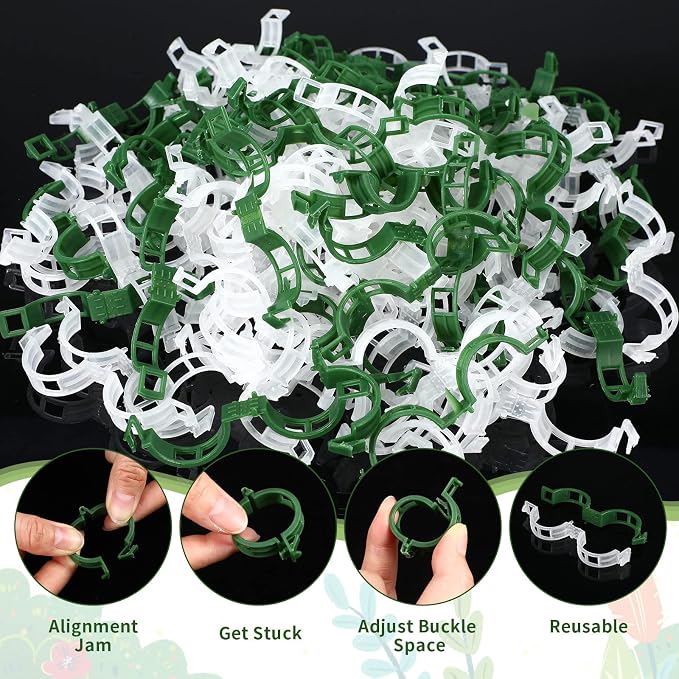 Vesici 1200 Pcs Plant Support Clips Tomato Vine Clips Grape Vine Garden Clips for Climbing Trellis Flower Crop Orchid Vegetable to Grow Upright and Make Healthier, Green and White