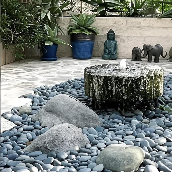 FANTIAN 40 lbs Black Stones for Landscaping, 1-2 Inch Small Pebbles Natural Decorative Black River Rocks for Plants Aquarium Outdoor Garden Walkways Paving and Yards