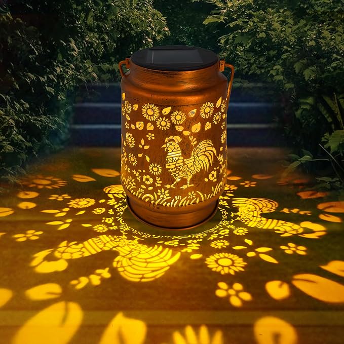 Birthday Gifts for Women Mom Grandma, Chicken Solar Lanterns Outdoor Waterproof, Hanging Solar Lights for Yard Patio Lawn Garden Decor