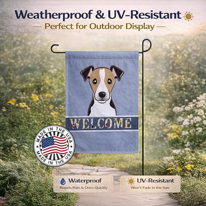 Caroline's Treasures BB1447GF Jack Russell Terrier Welcome Garden Flag, Blue Mailbox Flag Decorative Yard Flag Banner Outside Patio Artwork Yard Flower Beds, Garden Size, Multicolor