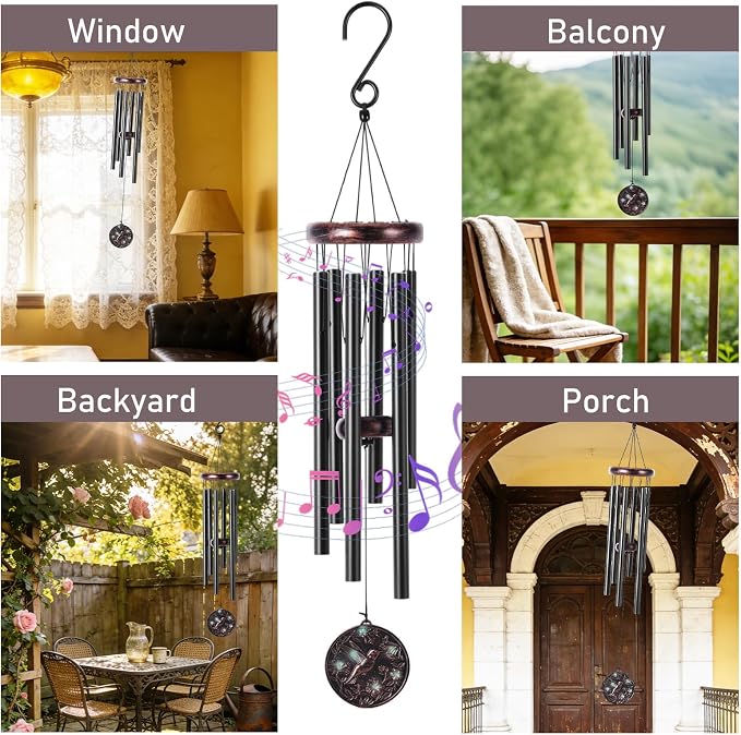 Hummingbird Wind Chimes for Outside – Vintage Hummingbird Deep Tone Wind Chime 3D Resin Embossed Copper Wind Catcher Outdoor Clearance, Outdoor Garden Hanging Decor, Memorial Sympathy Gift