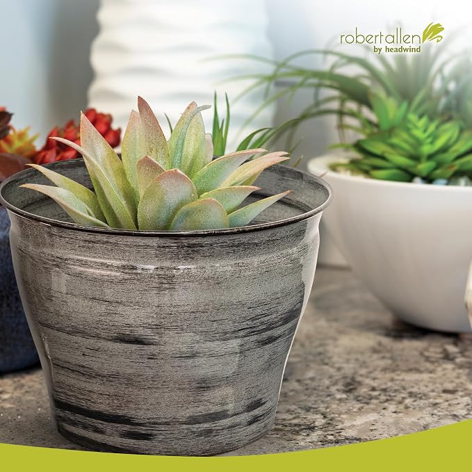 Headwind Glazed Ironstone Vanhorne Collection – 10" Luna Brown Decorative Plant Pot – Lightweight & Triple Coated w/Drainage Flower Pots for Indoor Plants & Outdoor Planter Use by Robert Allen