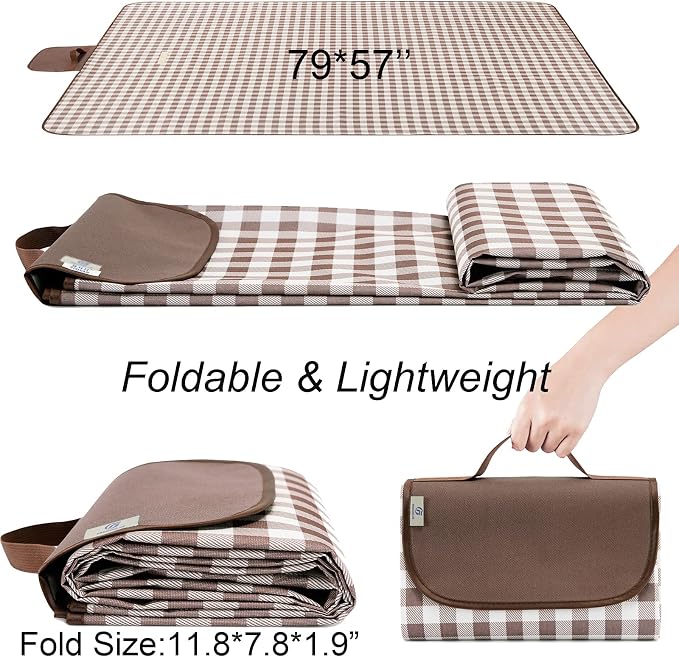 Beach Blanket Extra Large Picnic Blanket Sand Free Waterproof Outdoor Indoor Blanket Lightweight Easy Fold Handy Mat Portable Beach Mat for Camping Hiking Travel Park Grass