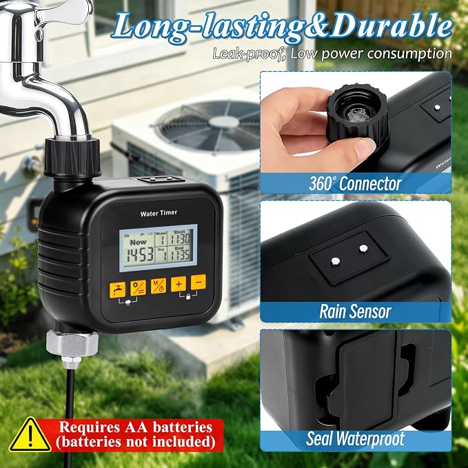 AC Condenser Misting Cooling System with Garden Timer & Water Filter & Cutter, Air Conditioner Evaporative Cooling Kit for Residential AC Units, Sun-Exposed Condensers&High-Temperature Climate Homes