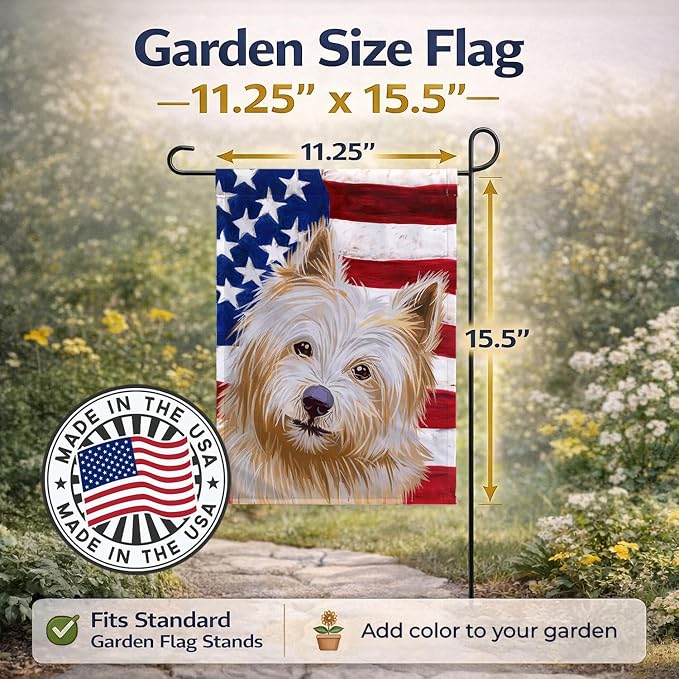 Caroline's Treasures CK6633GF Norwich Terrier Dog American Flag Garden Flag Mailbox Flag Decorative Yard Flag Banner Outside Patio Artwork Yard Flower Beds, Garden Size, Multicolor