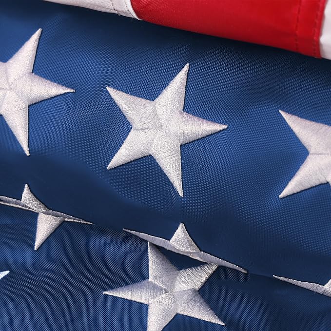 American Flag,Embroidered Stars, Suitable for Outdoor Strong Wind,American Flags 3x5 Outdoor Use,Non Fading American Flags for Outside,American FlagOutdoor Heavy Duty, American Flag Longest Lasting,US Flag Embroidered Stars, Brass Grommets Sewn Stripes