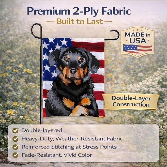 Caroline's Treasures CK6424GF Beauceron American Flag Garden Flag Mailbox Flag Decorative Yard Flag Banner Outside Patio Artwork Yard Flower Beds, Garden Size, Multicolor