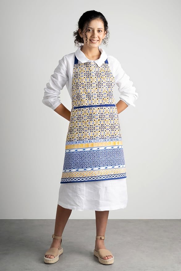 Maison d' Hermine Aprons for women with Pocket 100% Cotton (27.50"x31.50") | Adjustable Neck Strap & long ties Apron Men Chef Wedding Cooking Gardening Server Maid