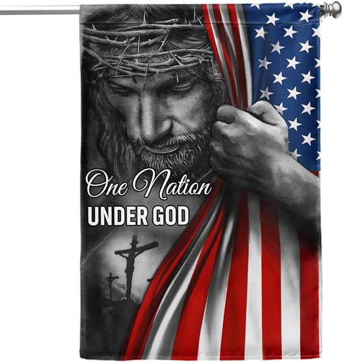 FLAGWIX Christian Patriot American Flags, One Nation Under God - 4th of July Decorations for Home, Outside, Indoor Outdoor Flag, House Flag 30x40 - Double Sided, Heavy Duty Canvas, Fade Resistant