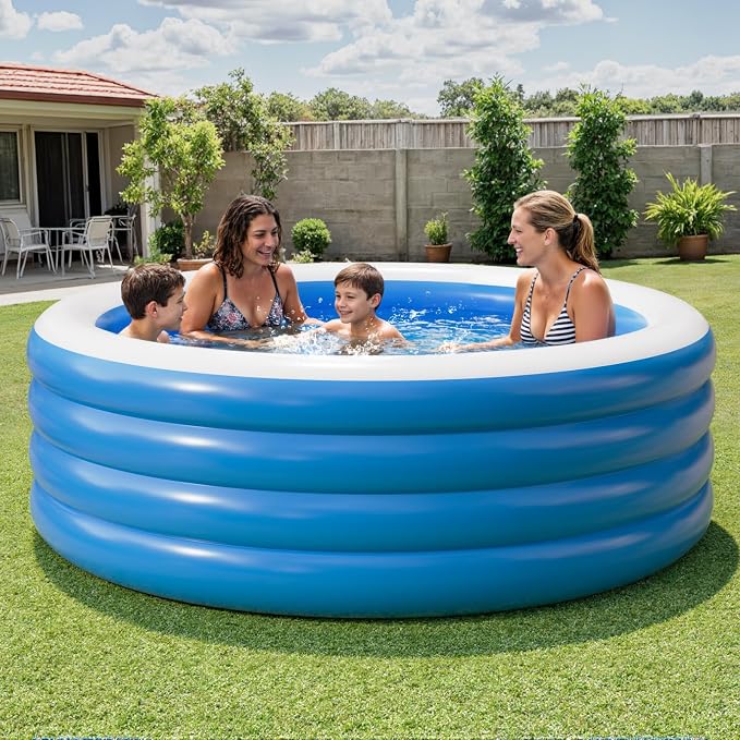 Inflatable Pool for Adults, 80"X30" Large Inflatable Pool, Full Sized Blow Up Pools, Deep Round Thickened Family Inflatable Swimming Pools for Outdoor, Backyard