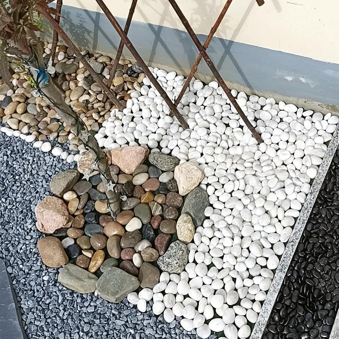 FANTIAN 40 lbs White River Rocks for Landscaping, 1.5-2.5 Inch Decorative Polished Pebbles for Plants, Vase, Terrarium, Aquarium, Stones for Planter, Garden and Yard Paver