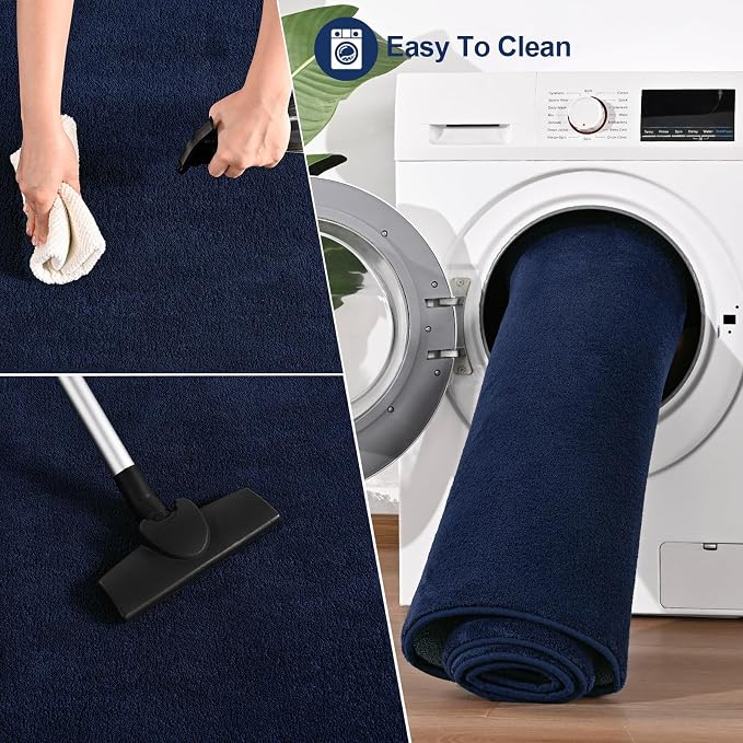 Vasofe Navy Area Rugs for Living Room Bedroom, 4x6 Modern Memory Foam Rug | Thickened Throw Carpet, Super Soft Kids Boys Girls Rug, Non Slip Washable Carpets for Dorm Nursery Classroom Office Decor