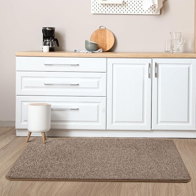Chicrug Memory Foam 2x4 Small Runner Rugs for Hallway Entryway Bedroom | Modern Low-Pile Carpet Runner Rug for Kitchen, Throw Kids Rug for Bedside Dorm Room Decor, Brown and White