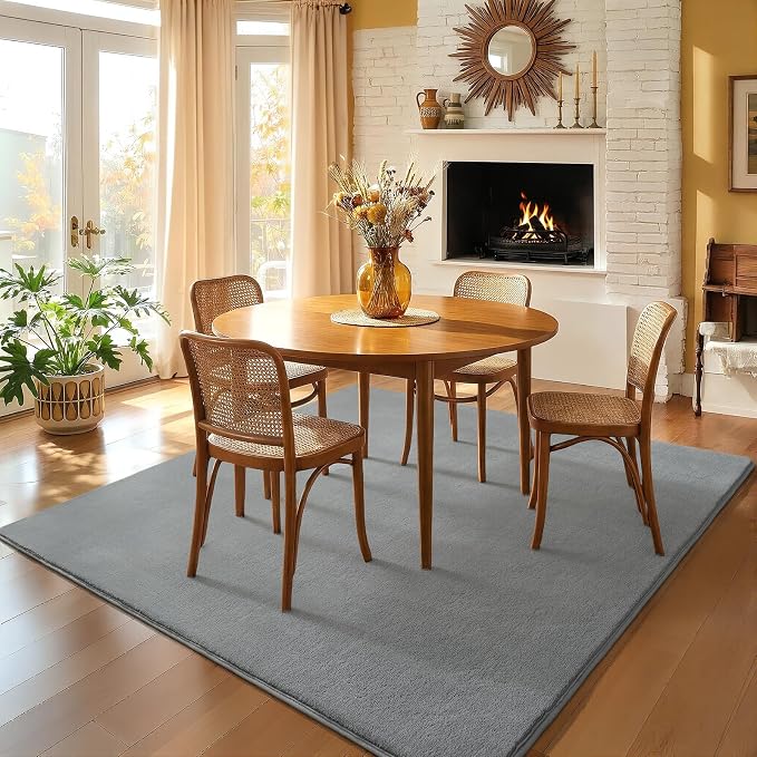 Amearea 4x4 Square Area Rugs for Bedroom Living Room, Grey Memory Foam Rug | Thickened Fluffy Indoor Washable Rug, Modern Non Slip Minimalist Carpet for Entryway Kids Boys Girls Dorm Nursery Room Decor