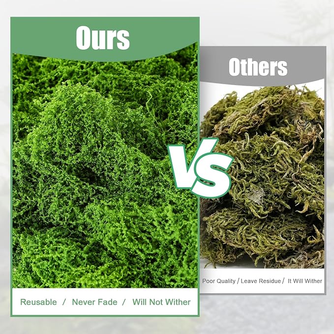 Fake Green Moss for Potted Plants Indoor,14.1oz Artificial Moss for DIY Crafts, Decorative Faux Grass for Planters, Model Making,Table Centerpieces,Walls, Wedding, Terrariums, Fairy Garden Accessories