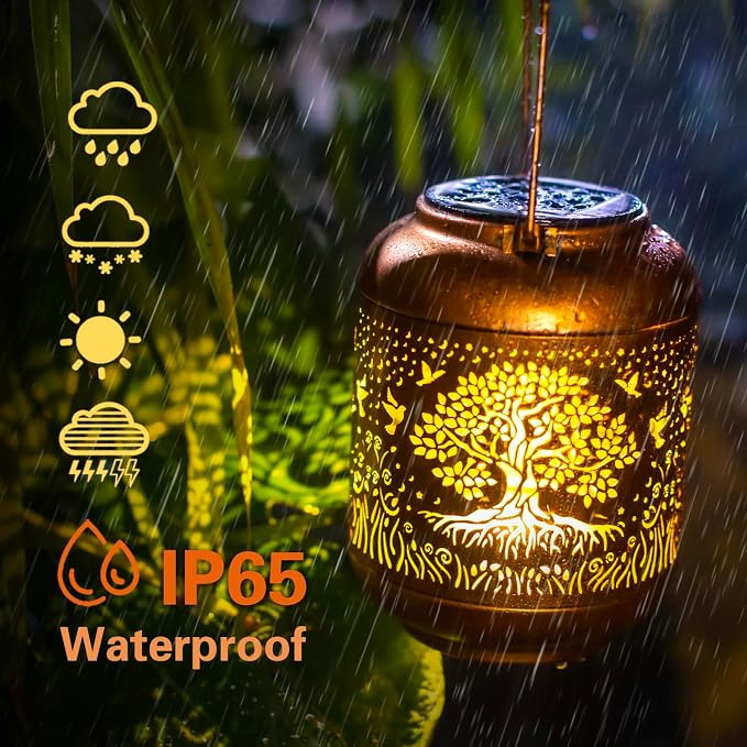 Tree of Life Solar Lanterns Outdoor Waterproof Hanging Solar Lights Tree of Life Gifts for Women/Men Metal Decorative LED Tree of Life Lanterns for Garden Decor,Patio,Lawn,Pathway,Yard