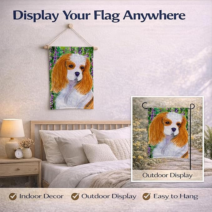 Caroline's Treasures SS1006GF Cavalier Spaniel Garden Flag Mailbox Flag Decorative Yard Flag Banner Outside Patio Artwork Yard Flower Beds, Garden Size, Multicolor