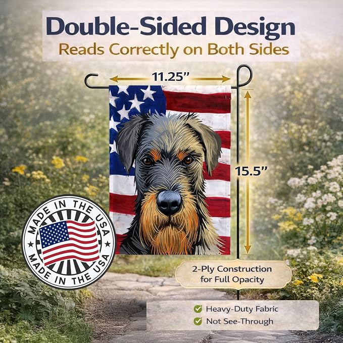 Caroline's Treasures CK6578GF Jagdterrier American Flag Garden Flag Mailbox Flag Decorative Yard Flag Banner Outside Patio Artwork Yard Flower Beds, Garden Size, Multicolor