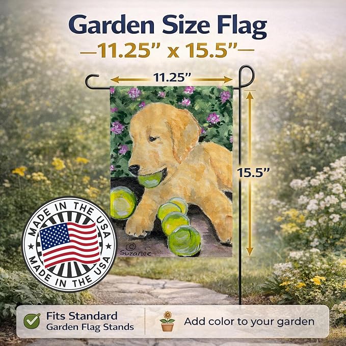 Caroline's Treasures SS8759GF Golden Retriever Garden Flag Mailbox Flag Decorative Yard Flag Banner Outside Patio Artwork Yard Flower Beds, Garden Size, Multicolor