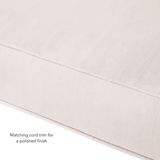 Sunbrella Deep Seat Cushion Set – Seat & Back Cushions for Patio Chairs, Sofas & Loveseats – Fade Resistant Outdoor Fabric, Ties, Zippered Cover, Cord Trim, Cast Pumice