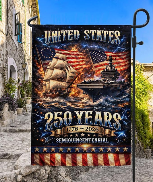 250 Year American Anniversary Flag, 250th Anniversary Patriotic Design, Garden Flags For Outside, Visible On Both Sides, 250 Years Of Freedom Flag, Banner Commemorative Outside Decoration 3 (12x18 Inch)