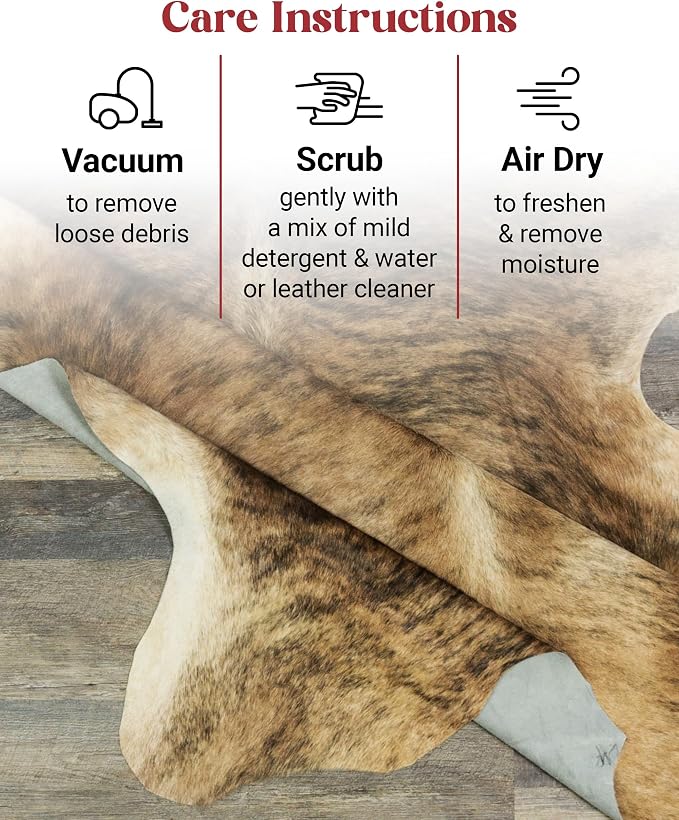 HIDES BAZAAR Exotic Brindle Cowhide Rug 5x7 ft, Real Hair on Hide Area Rug | Exotic black, brown and white brindle mix. Genuine hair on hide tanned soft, cow skin statement piece for any room