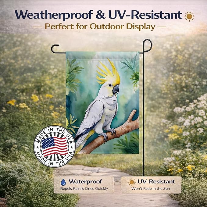 Caroline's Treasures Sulphurcrested Cockatoo Garden Flag Mailbox Flag Decorative Yard Flag Banner Outside Patio Artwork Yard Flower Beds, Garden Size, Multicolor