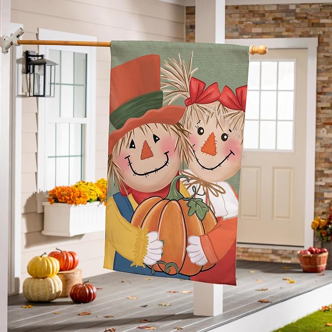 Evergreen Flag Fall Garden Flags Double Sided, Garden Flags for Outside Autumn Decorations for Home, Porch, Yard (Scarecrows, 28x44 inch)